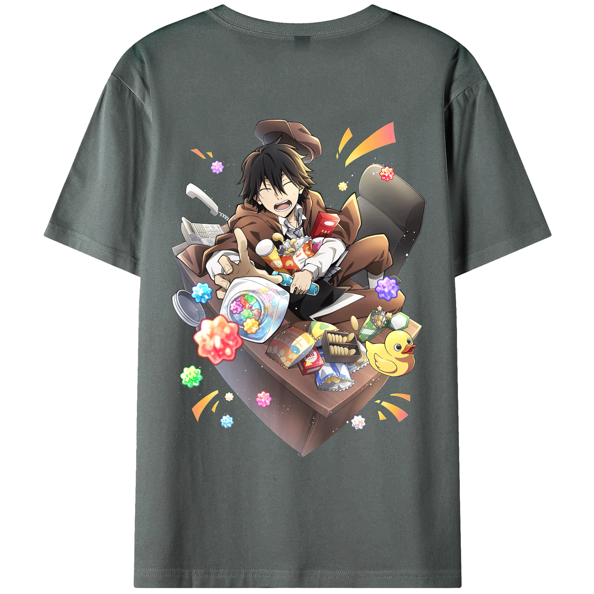 （画像用） 文豪ストレイドッグス Bungo Stray Dogs 綿100％ メンズ半袖Tシャツ（バックプリント） 通気性